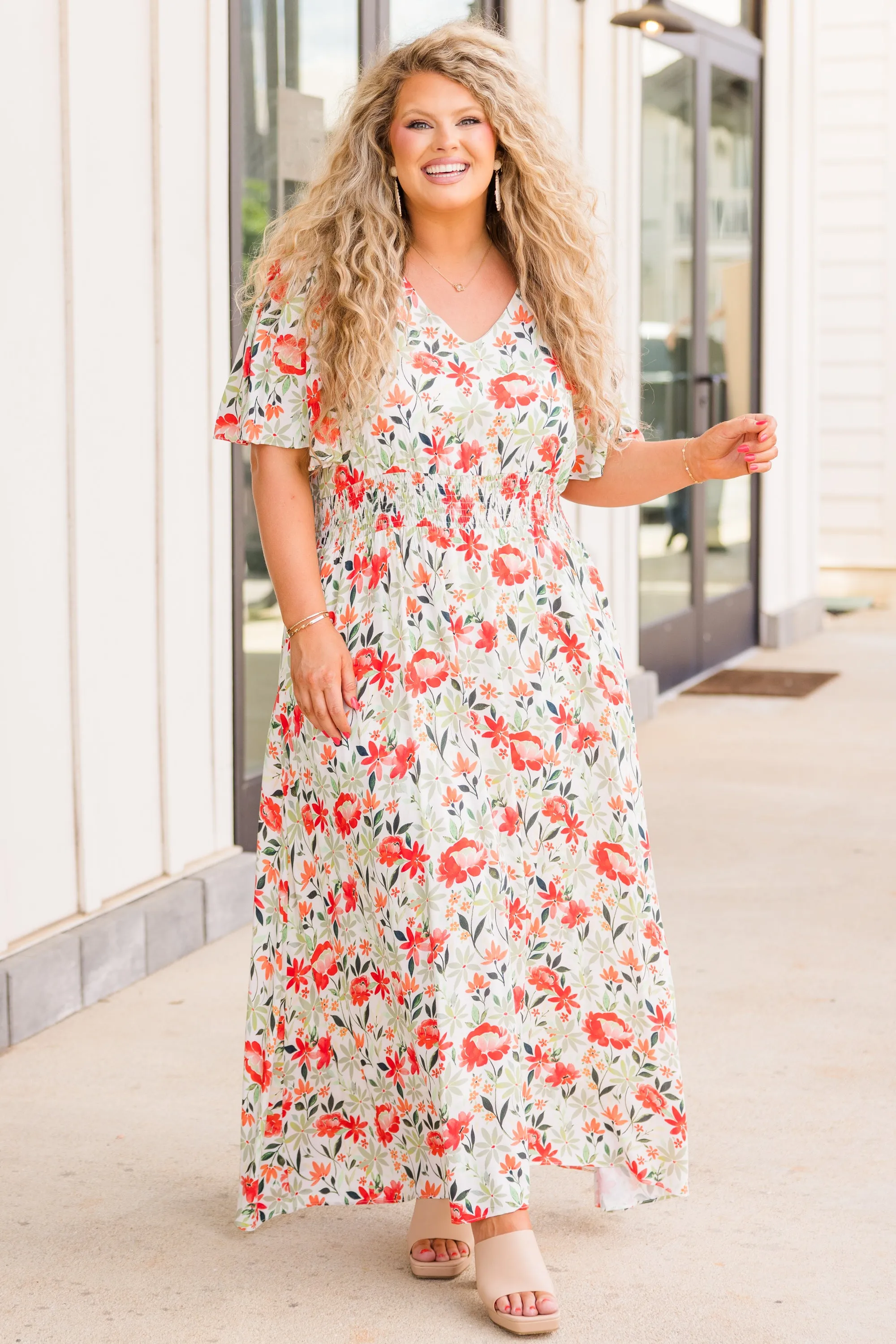 Stop And Smell The Flowers Maxi Dress, Red