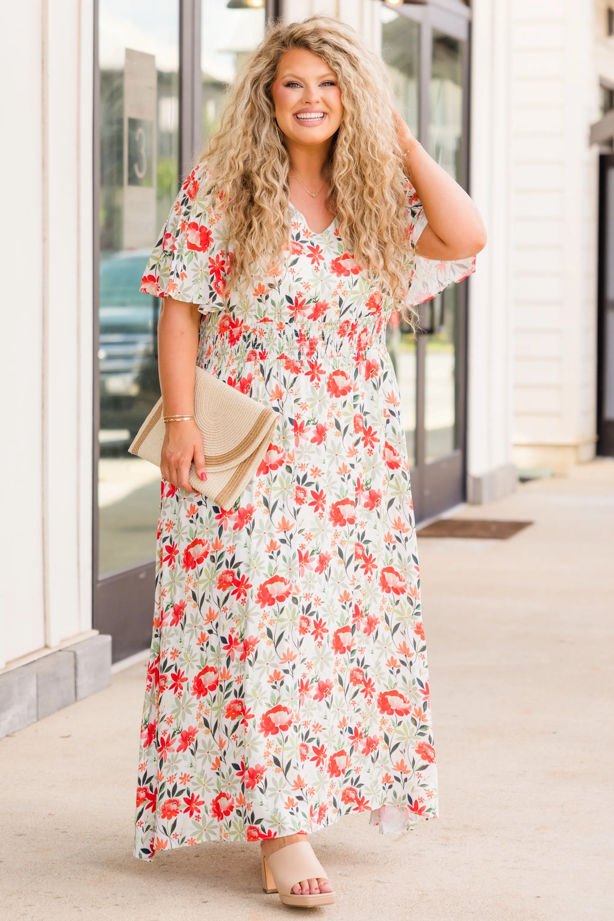 Stop And Smell The Flowers Maxi Dress, Red