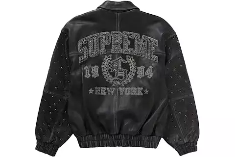 Supreme Gem Studded Leather Jacket Black