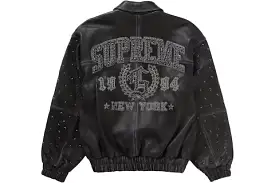 Supreme Gem Studded Leather Jacket Black