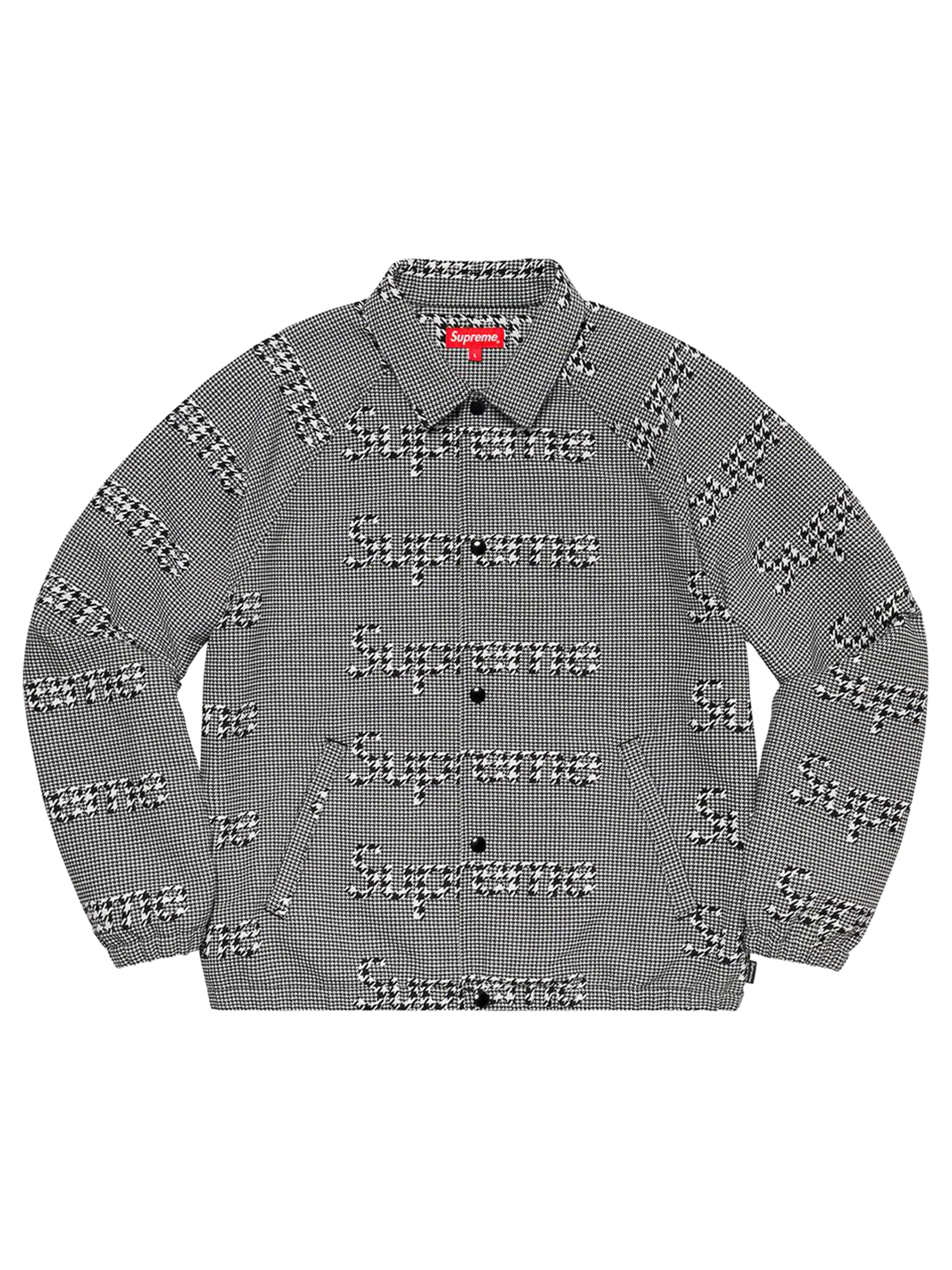 Supreme Houndstooth Logos Snap Front Jacket Black/White [FW20]