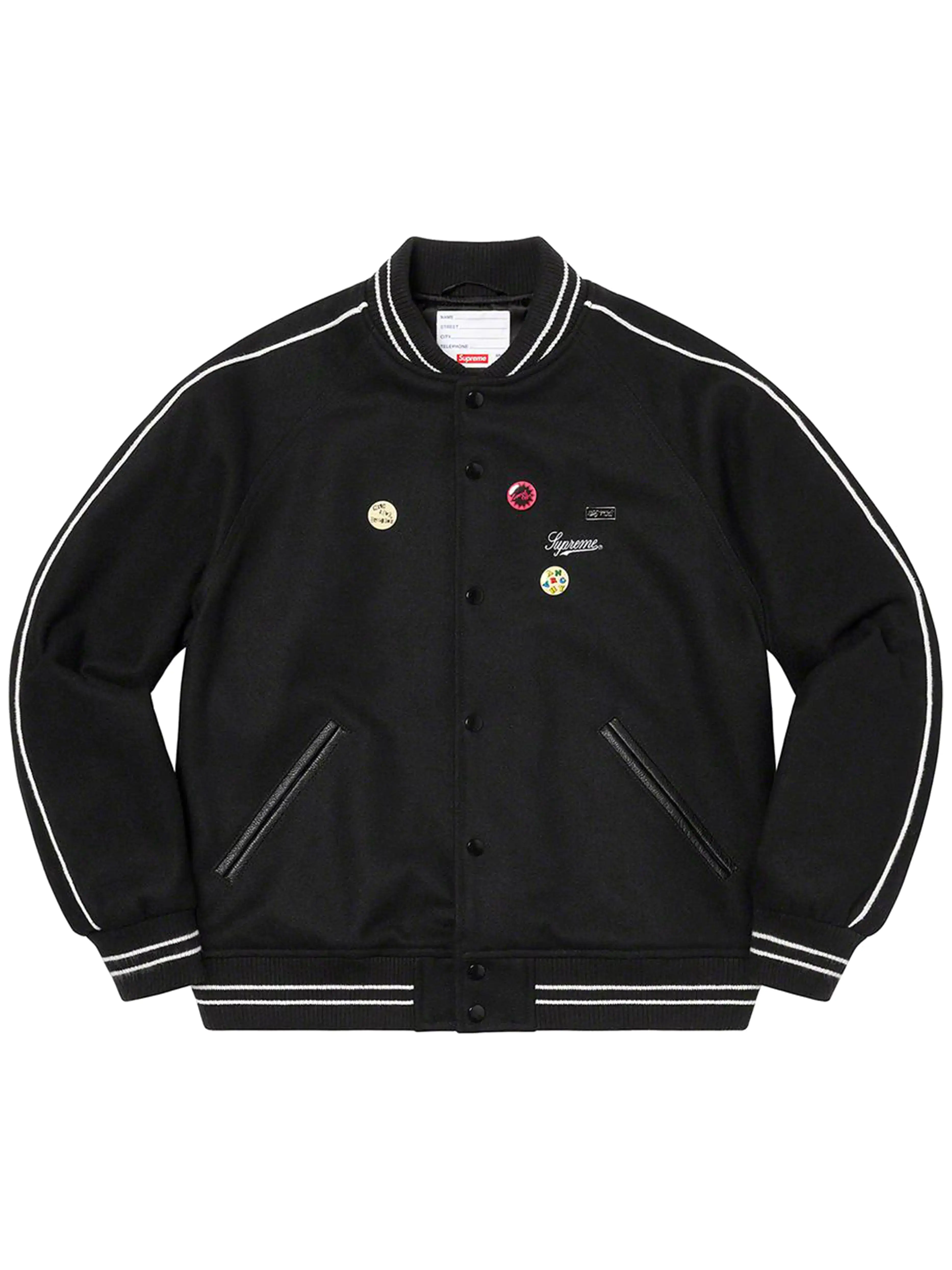 Supreme Jamie Reid It's All Bollocks Varsity Jacket Black [SS21]