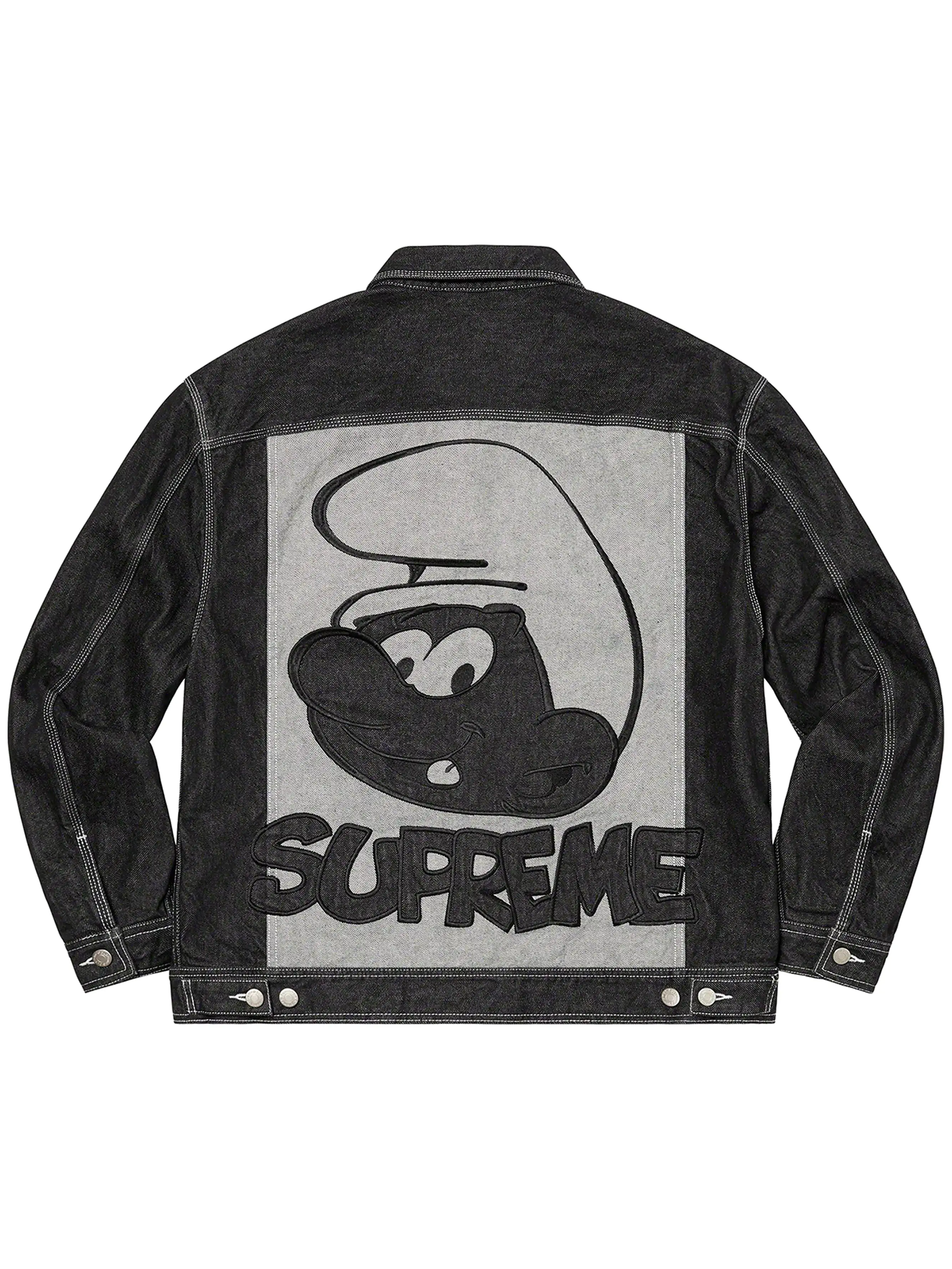 Supreme Smurfs Denim Trucker Jacket Black