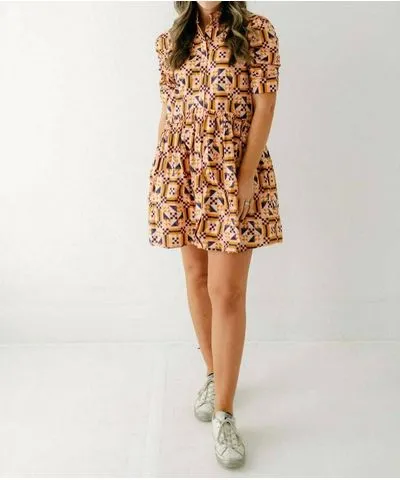 TAYLOR TILLMAN Veronica Mini Dress In Pink Tile