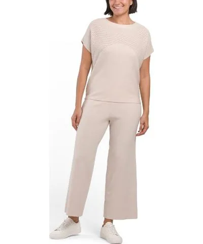 Tj Maxx 2Pc Knit Short Sleeve Pull Over Top And Pants Set For Women