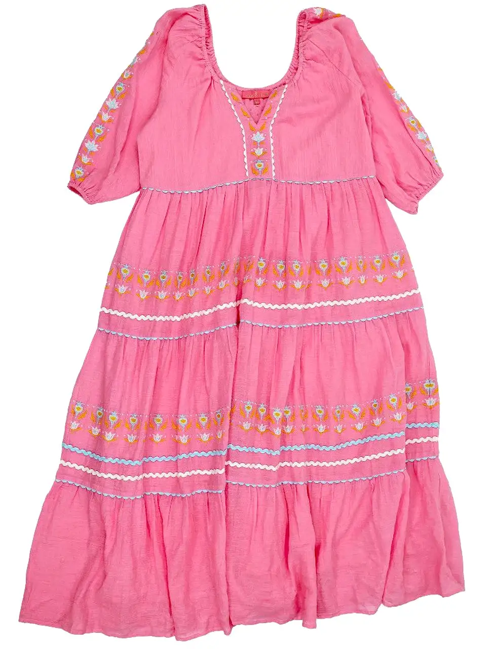 Trina Embroidered Maxi Dress in Pink