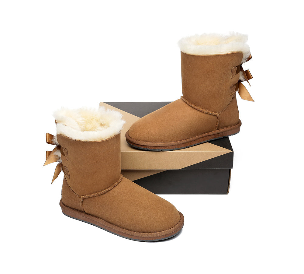 UGG Australian Shepherd Women Short Boots With Double Back Bow