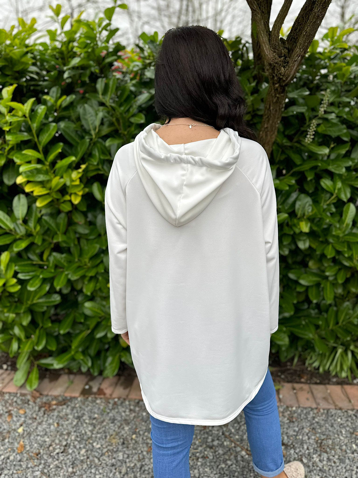 White Flower Printed Hoodie Frances