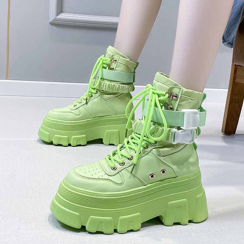 Women's Height-increasing Thick-soled Boots Wedge Heel Lace-up Decorative Women's Shoes