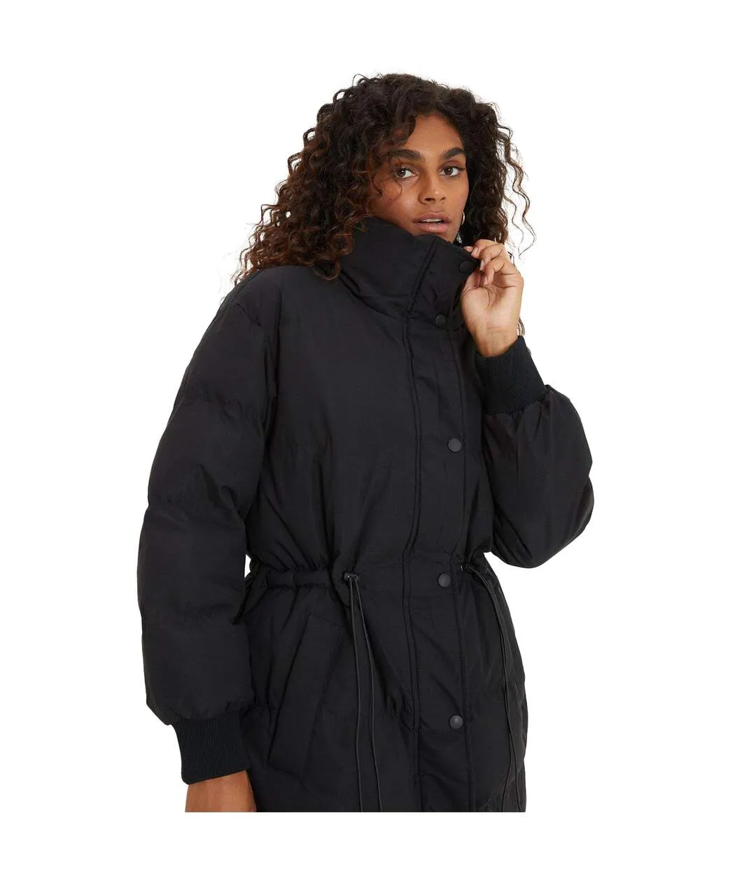 Womens/ladies drawstring waist padded jacket black Dorothy Perkins