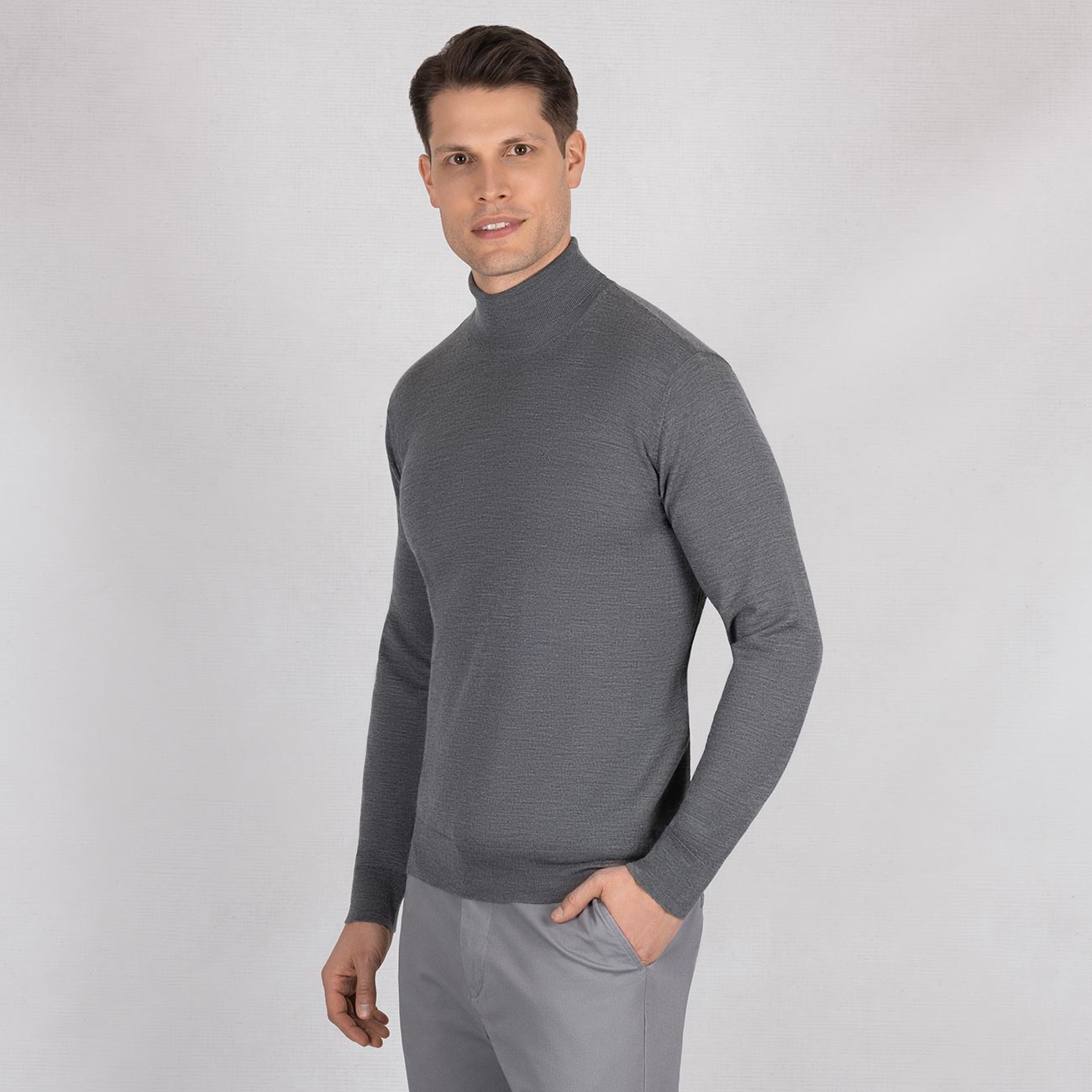 Wool Pullover Light Turtleneck Men