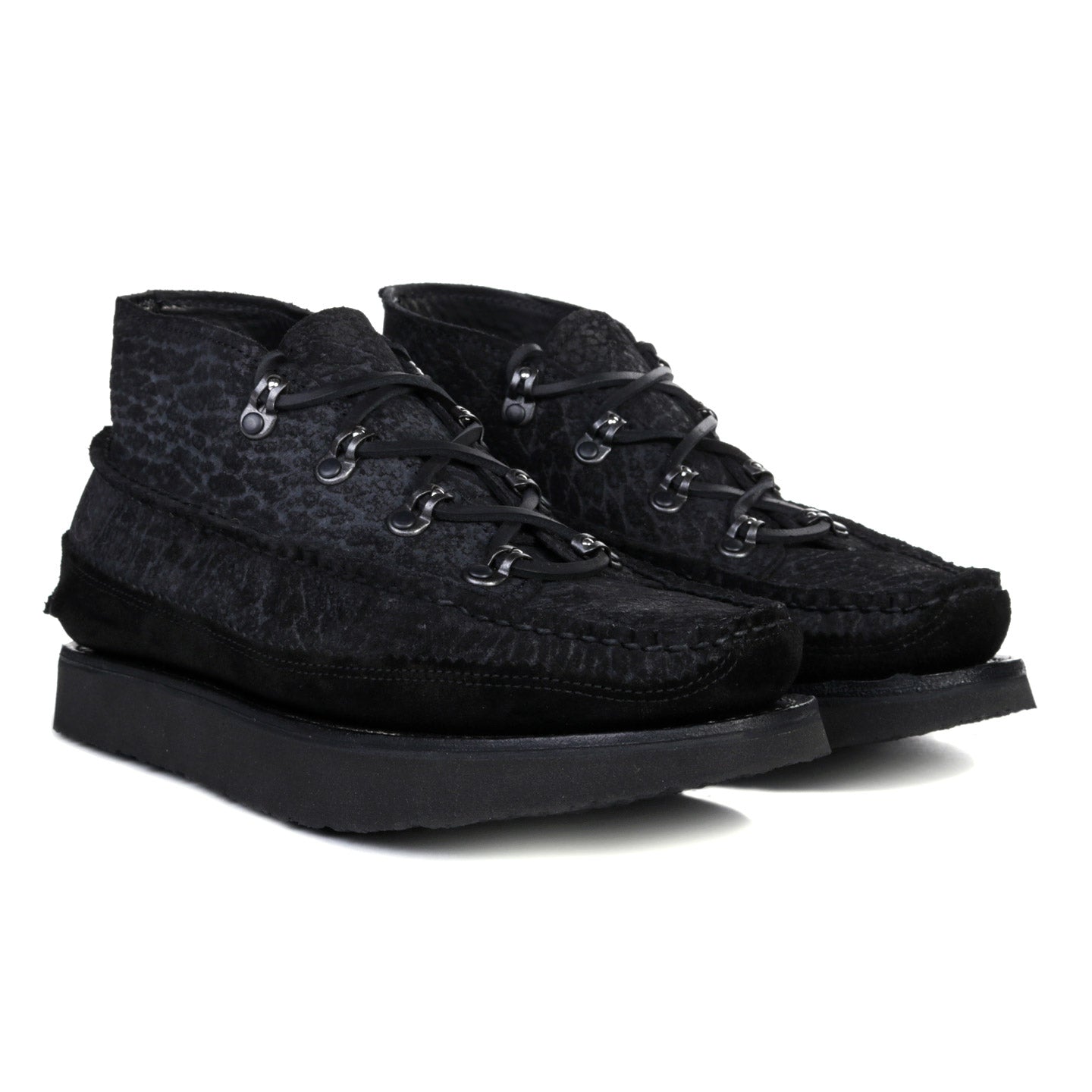 YUKETEN ALL HANDSEWN TOKYO ROCKER DB CHUKKA GODZILLA BLACK