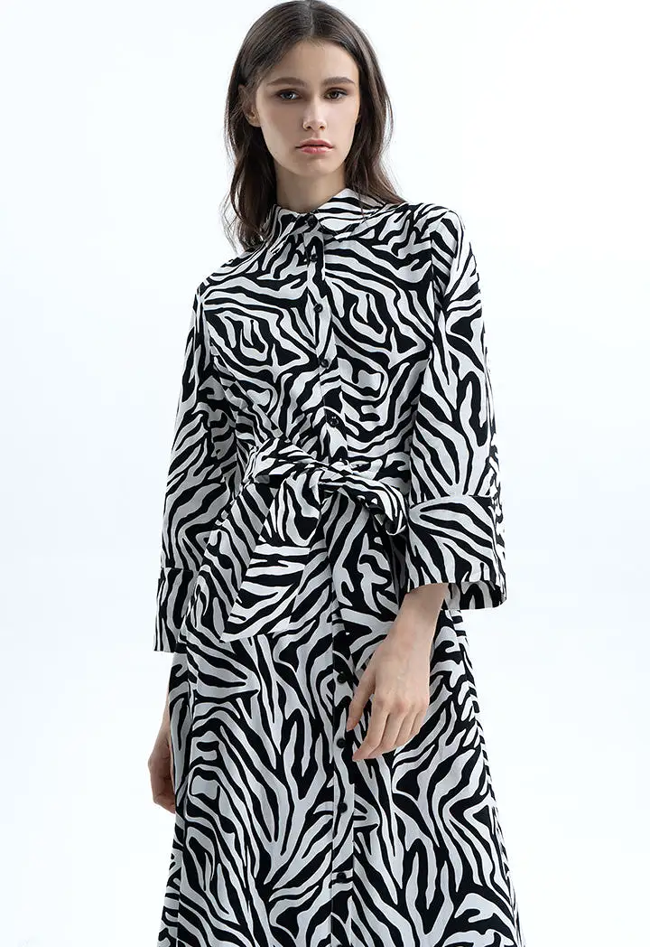 Zebra Printed Midi Dress