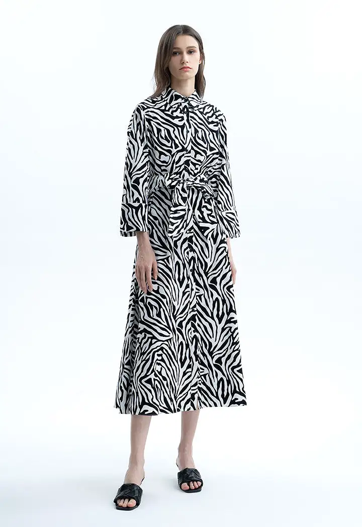 Zebra Printed Midi Dress